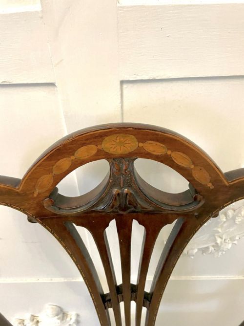 PAIR OF ANTIQUE VICTORIAN QUALITY MAHOGANY INLAID SIDE CHAIRS - ADDITIONAL PHOTO 7