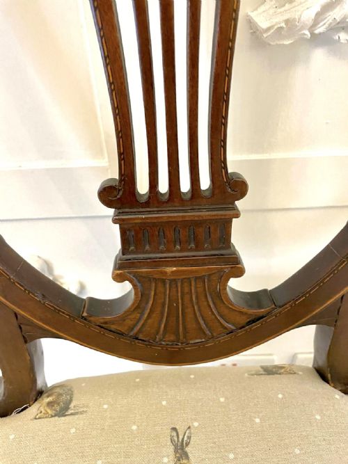 PAIR OF ANTIQUE VICTORIAN QUALITY MAHOGANY INLAID SIDE CHAIRS - ADDITIONAL PHOTO 9