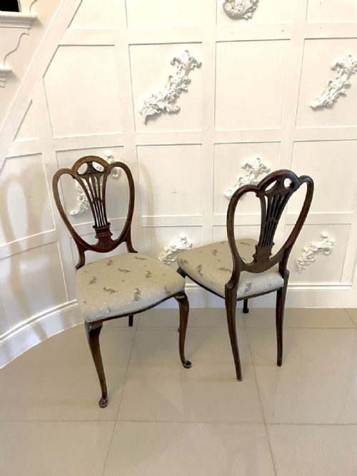 PAIR OF ANTIQUE VICTORIAN QUALITY MAHOGANY INLAID SIDE CHAIRS - ADDITIONAL PHOTO 11
