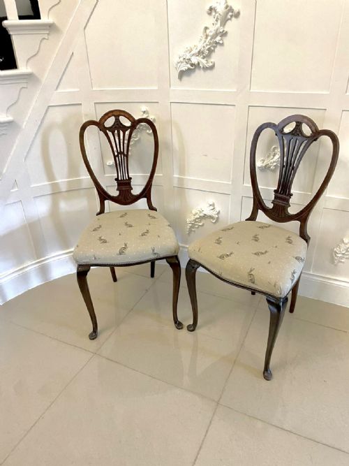 PAIR OF ANTIQUE VICTORIAN QUALITY MAHOGANY INLAID SIDE CHAIRS - ADDITIONAL PHOTO 12