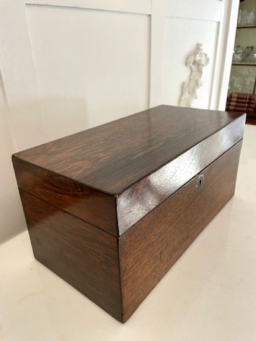 ANTIQUE VICTORIAN QUALITY ROSEWOOD TEA CADDY - ADDITIONAL PHOTO 4