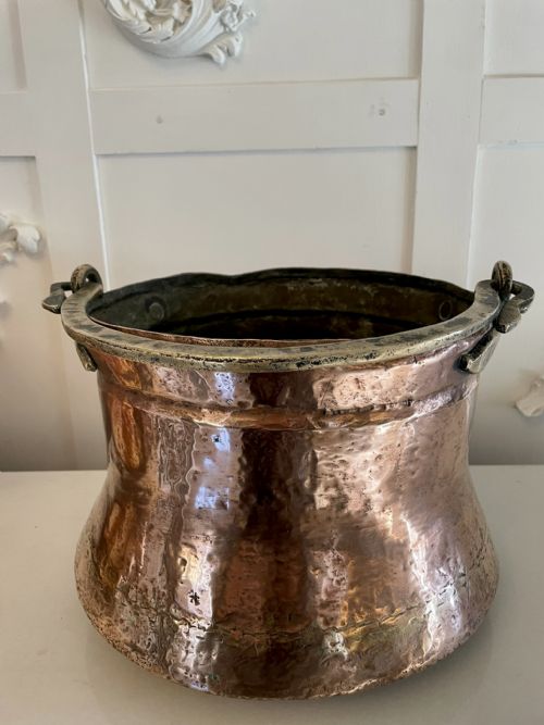 Large Antique George III Quality Copper Shaped Pot