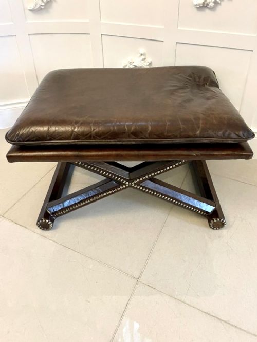 Unusual Large Antique Quality Leather Freestanding Stool