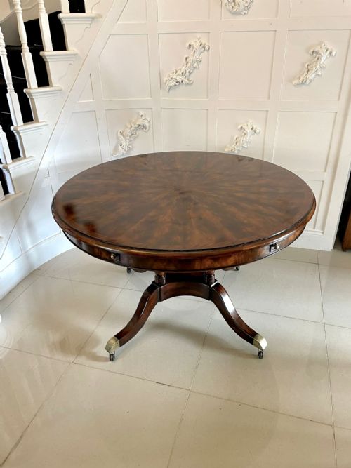 Superb Quality Figured Mahogany Circular Extending Dining Table 75 X 188 X 188cm
