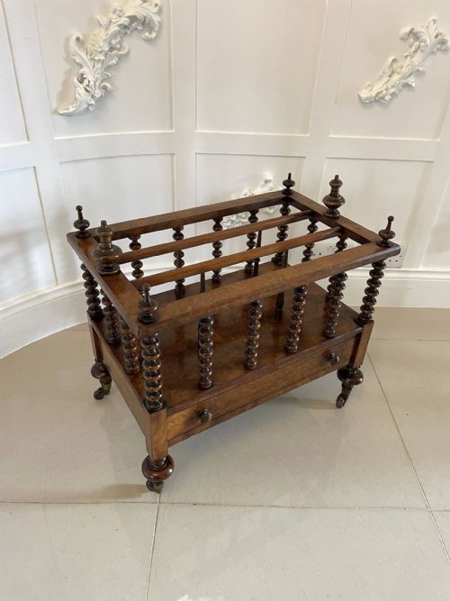 Large Fine Quality Antique Victorian Burr Walnut Canterbury
