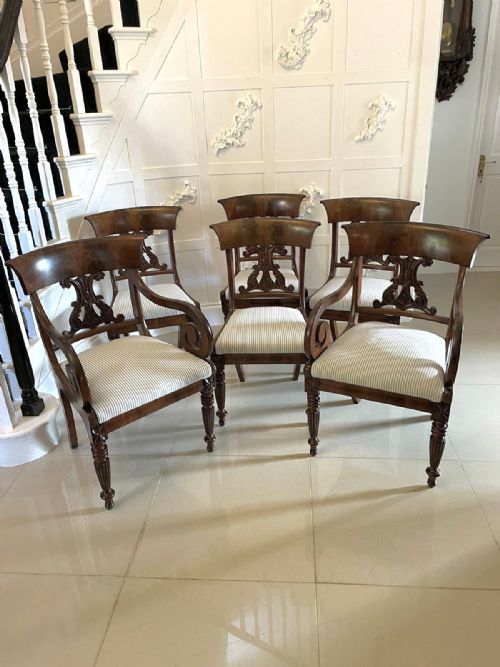 Outstanding Quality Set of 6 Antique Regency Carved Mahogany Dining Chairs