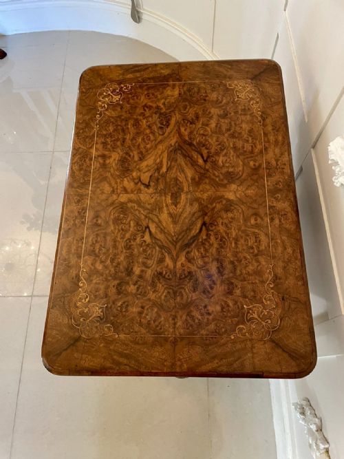 ANTIQUE VICTORIAN QUALITY BURR WALNUT INLAID WORK TABLE - ADDITIONAL PHOTO 4