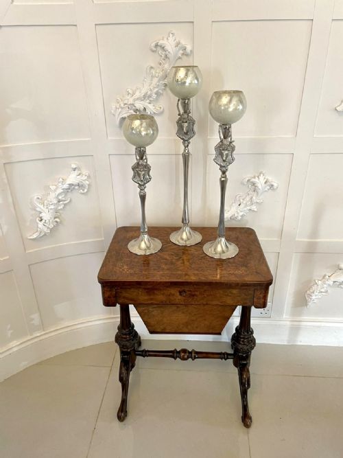 ANTIQUE VICTORIAN QUALITY BURR WALNUT INLAID WORK TABLE - ADDITIONAL PHOTO 6