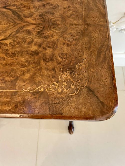 ANTIQUE VICTORIAN QUALITY BURR WALNUT INLAID WORK TABLE - ADDITIONAL PHOTO 11