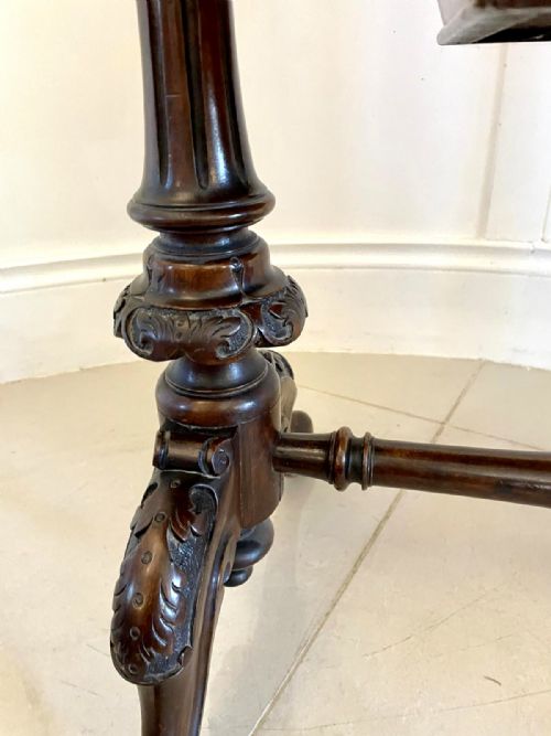ANTIQUE VICTORIAN QUALITY BURR WALNUT INLAID WORK TABLE - ADDITIONAL PHOTO 14