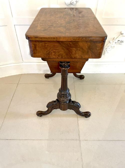 ANTIQUE VICTORIAN QUALITY BURR WALNUT INLAID WORK TABLE - ADDITIONAL PHOTO 15