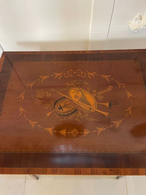 FINE QUALITY ANTIQUE EDWARDIAN MAHOGANY INLAID LAMP TABLE - ADDITIONAL PHOTO 1