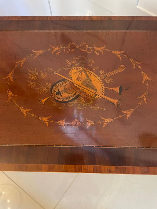 FINE QUALITY ANTIQUE EDWARDIAN MAHOGANY INLAID LAMP TABLE - ADDITIONAL PHOTO 2