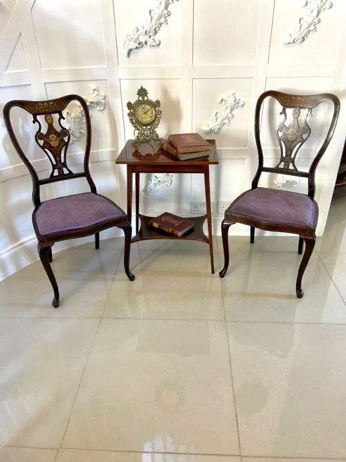 FINE QUALITY ANTIQUE EDWARDIAN MAHOGANY INLAID LAMP TABLE - ADDITIONAL PHOTO 3