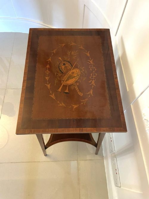 FINE QUALITY ANTIQUE EDWARDIAN MAHOGANY INLAID LAMP TABLE - ADDITIONAL PHOTO 9