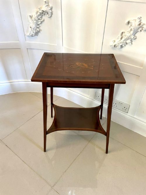 FINE QUALITY ANTIQUE EDWARDIAN MAHOGANY INLAID LAMP TABLE - ADDITIONAL PHOTO 10