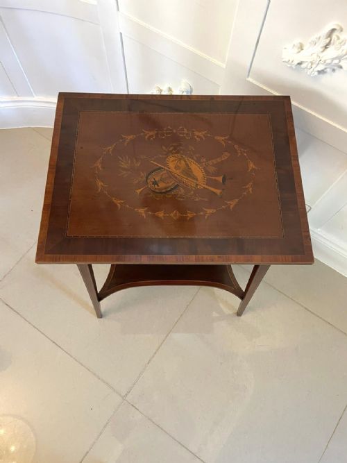FINE QUALITY ANTIQUE EDWARDIAN MAHOGANY INLAID LAMP TABLE - ADDITIONAL PHOTO 11