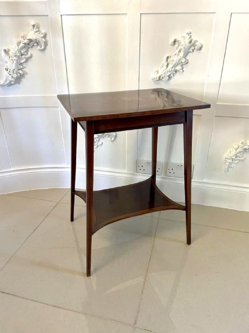 FINE QUALITY ANTIQUE EDWARDIAN MAHOGANY INLAID LAMP TABLE - ADDITIONAL PHOTO 12