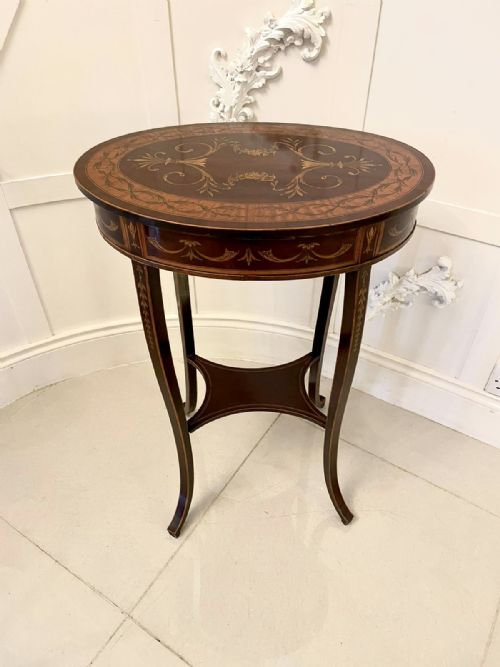 Outstanding Quality Antique Victorian Inlaid Mahogany Lamp Table