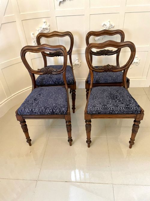Quality Antique Victorian Rosewood Set of Four Dining Chairs
