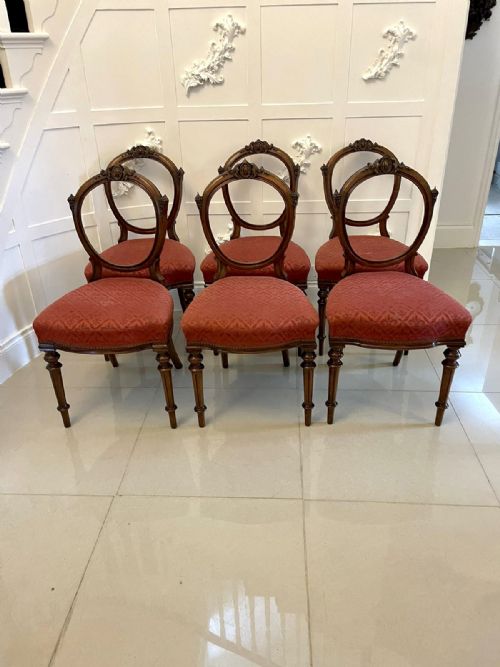 Fine Quality Set of 6 Antique Victorian Walnut Dining Chairs