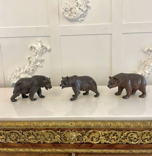 Quality Set of Three Antique Carved Black Forest Bears