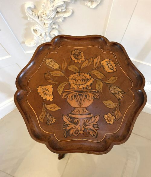 ANTIQUE GEORGE III QUALITY WALNUT FLORAL MARQUETRY INLAID CANDLE STAND - ADDITIONAL PHOTO 6