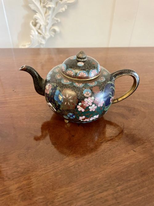 Unusual Antique Miniature Japanese Cloisonné Teapot