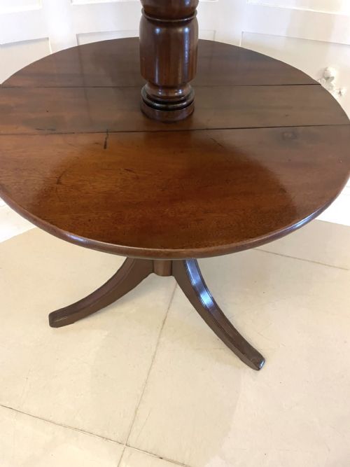 ANTIQUE REGENCY MAHOGANY ROUND TIERED SIDE TABLE BUFFET SERVER STAND FOLDING SHELVES - ADDITIONAL PHOTO 3