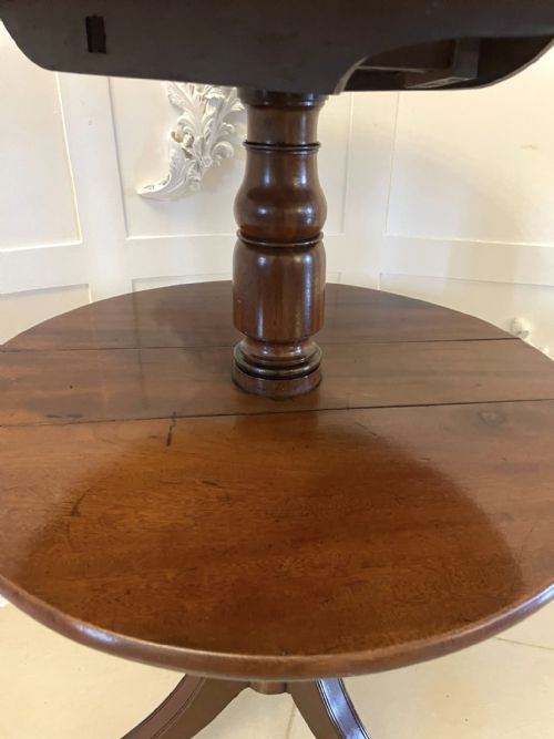 ANTIQUE REGENCY MAHOGANY ROUND TIERED SIDE TABLE BUFFET SERVER STAND FOLDING SHELVES - ADDITIONAL PHOTO 5