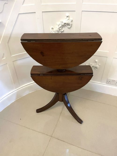 ANTIQUE REGENCY MAHOGANY ROUND TIERED SIDE TABLE BUFFET SERVER STAND FOLDING SHELVES - ADDITIONAL PHOTO 9