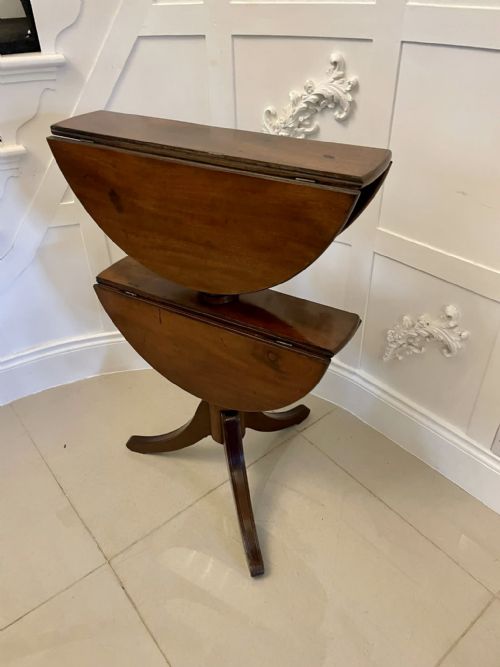 ANTIQUE REGENCY MAHOGANY ROUND TIERED SIDE TABLE BUFFET SERVER STAND FOLDING SHELVES - ADDITIONAL PHOTO 10