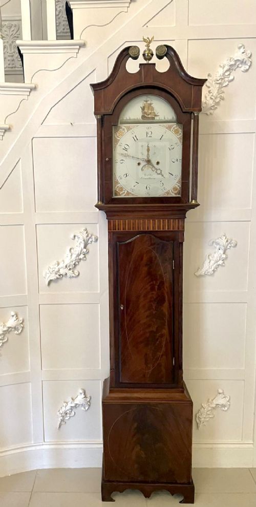 Fine Antique George III Inlaid Mahogany Eight Day Longcase Clock 
