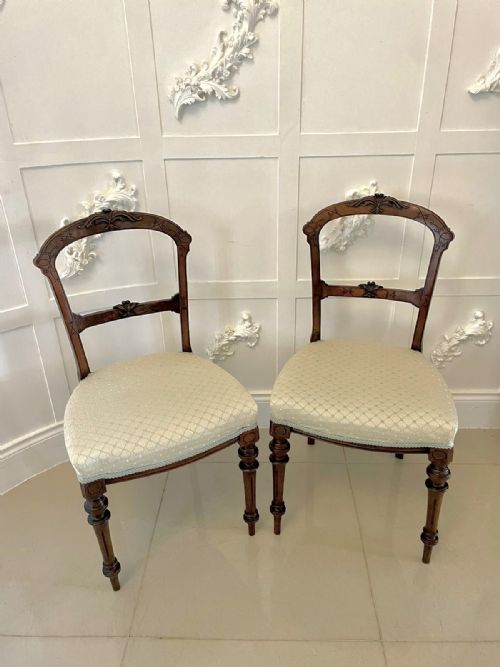 Antique Pair of 19th Century Victorian Walnut Side/desk Chairs