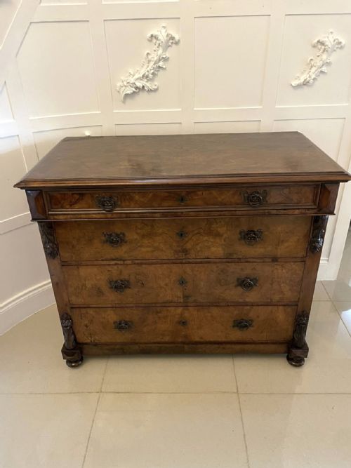 Antique Victorian Quality Burr Chest of 4 Drawers