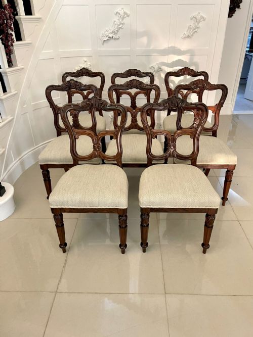 Set of 8 Antique Victorian Outstanding Quality  Carved Rosewood Dining Chairs