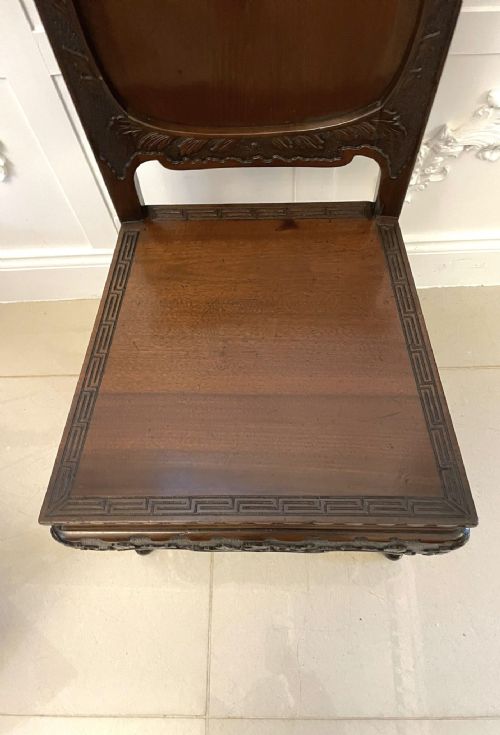 FINE QUALITY PAIR OF ANTIQUE CARVED CHINESE HALL CHAIRS - ADDITIONAL PHOTO 2