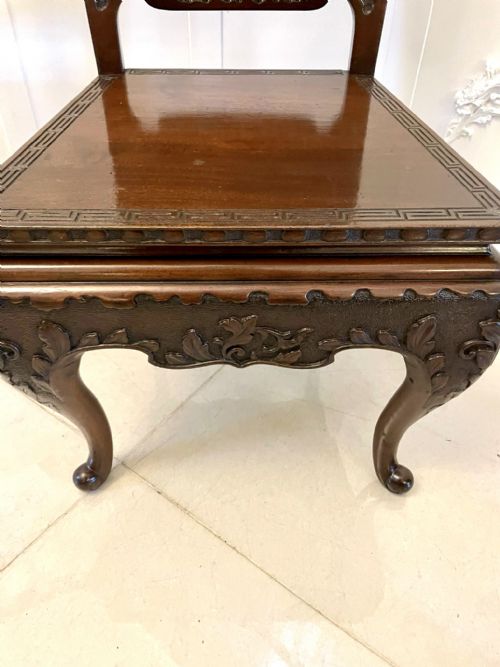 FINE QUALITY PAIR OF ANTIQUE CARVED CHINESE HALL CHAIRS - ADDITIONAL PHOTO 10