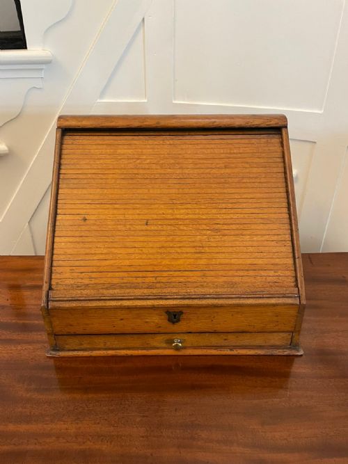 UNUSUAL ANTIQUE OAK STATIONERY CABINET - ADDITIONAL PHOTO 3