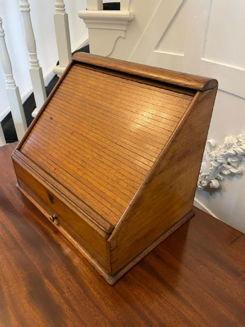 UNUSUAL ANTIQUE OAK STATIONERY CABINET - ADDITIONAL PHOTO 5