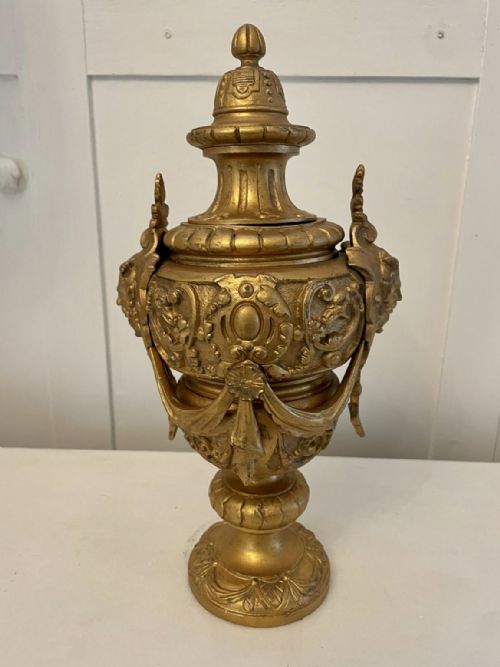 Antique Victorian Quality Gilded Brass Urn