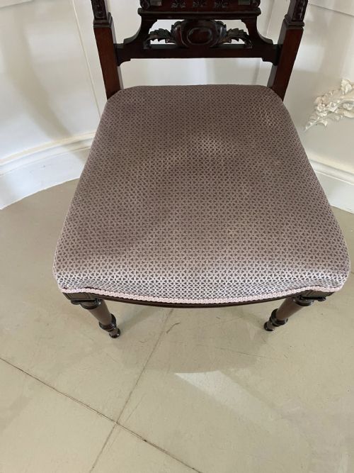 FINE PAIR OF ANTIQUE VICTORIAN CARVED MAHOGANY SIDE CHAIRS - ADDITIONAL PHOTO 1