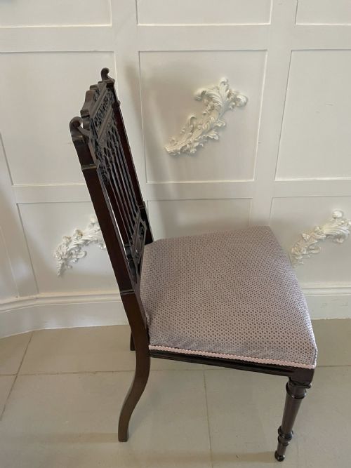 FINE PAIR OF ANTIQUE VICTORIAN CARVED MAHOGANY SIDE CHAIRS - ADDITIONAL PHOTO 5
