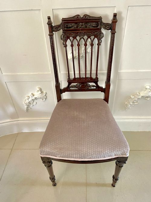 FINE PAIR OF ANTIQUE VICTORIAN CARVED MAHOGANY SIDE CHAIRS - ADDITIONAL PHOTO 6