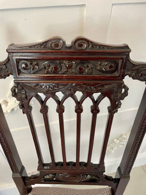 FINE PAIR OF ANTIQUE VICTORIAN CARVED MAHOGANY SIDE CHAIRS - ADDITIONAL PHOTO 7