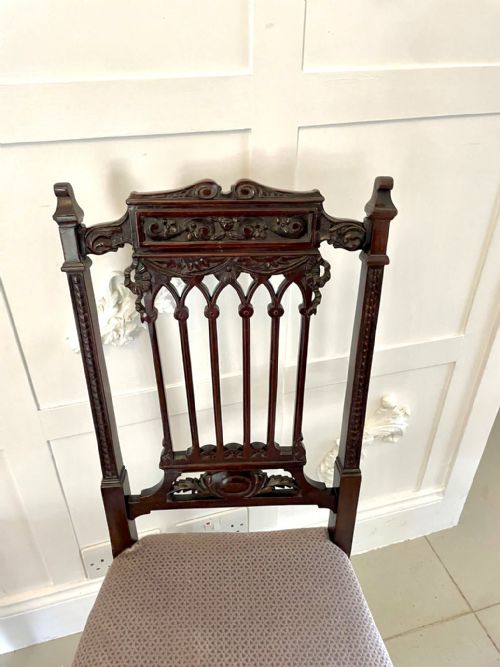 FINE PAIR OF ANTIQUE VICTORIAN CARVED MAHOGANY SIDE CHAIRS - ADDITIONAL PHOTO 8