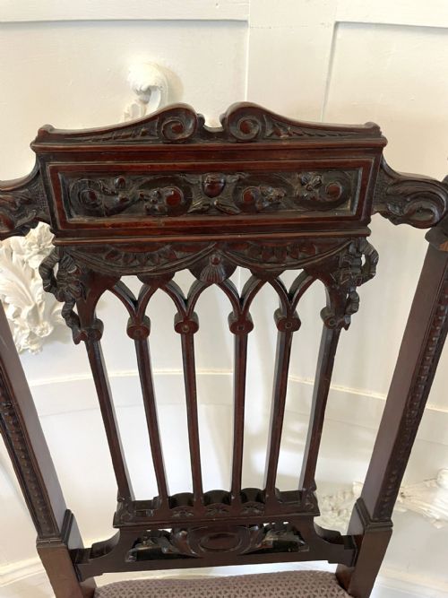 FINE PAIR OF ANTIQUE VICTORIAN CARVED MAHOGANY SIDE CHAIRS - ADDITIONAL PHOTO 9