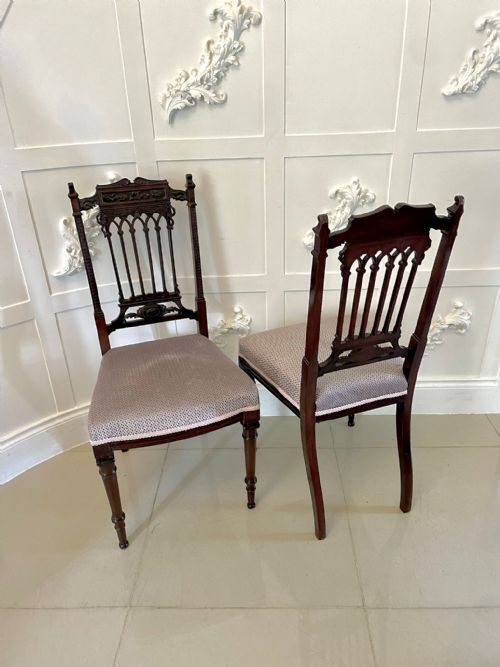 FINE PAIR OF ANTIQUE VICTORIAN CARVED MAHOGANY SIDE CHAIRS - ADDITIONAL PHOTO 11