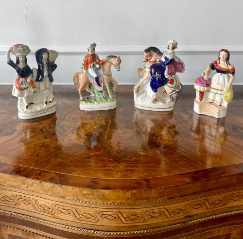 Four Antique Staffordshire Flatback Figures