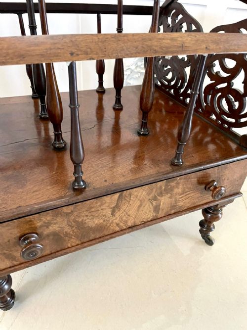 LARGE ANTIQUE VICTORIAN FREESTANDING BURR WALNUT CANTERBURY - ADDITIONAL PHOTO 2
